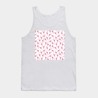 Repeating pattern with pink flamingos on white background Tank Top